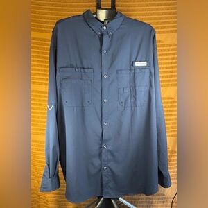 Like New Men’s Columbia PFG Tamiami Long Sleeve Fishing Shirt Blue XXL
